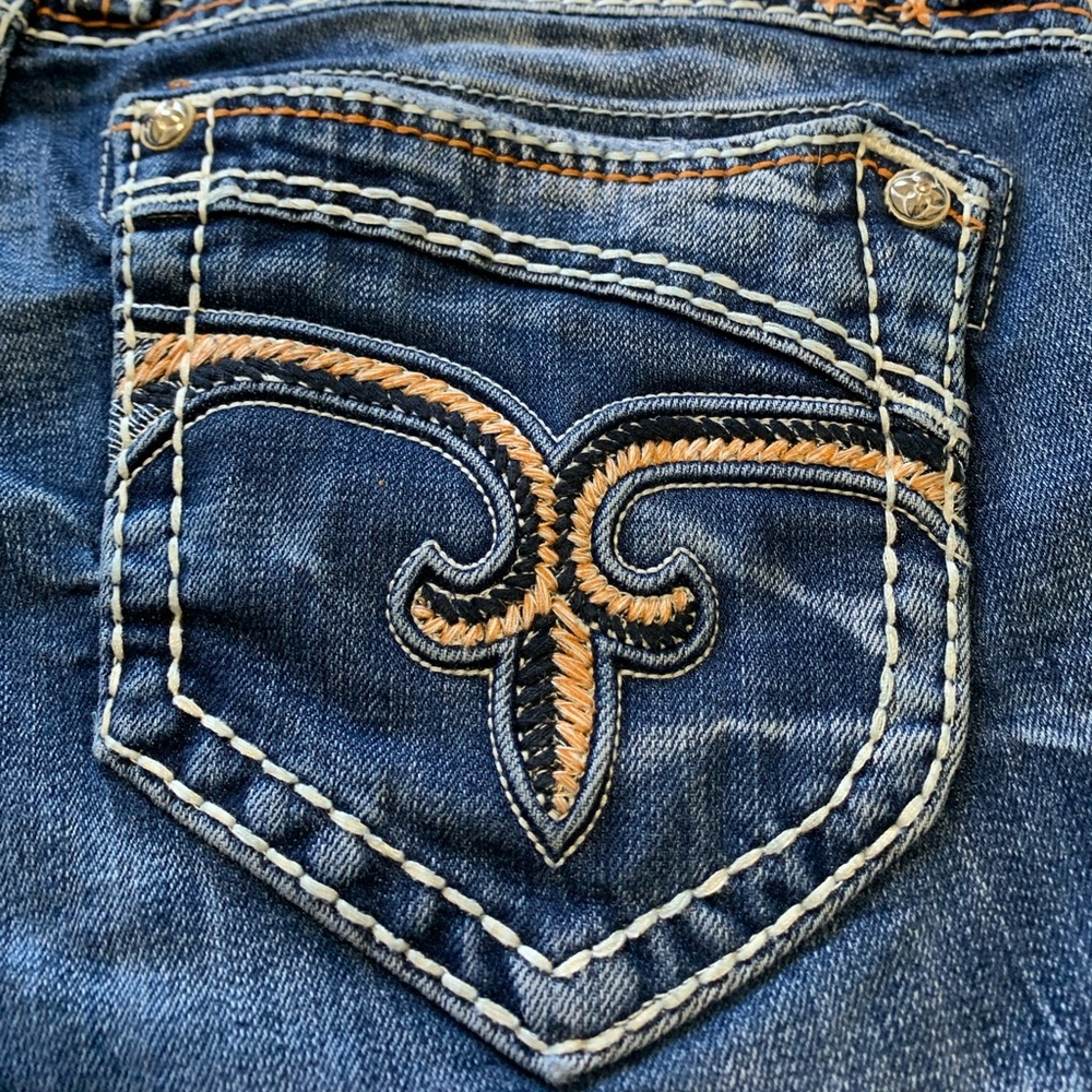 Rock revival denim shorts